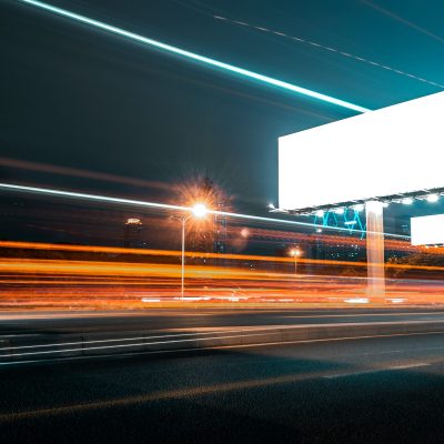 large billboards near the highway transportation hub